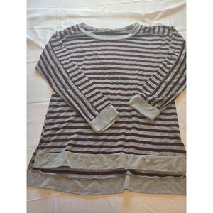 Cable & Gauge Womens Extra Large Striped Layered Hem‎ Long Sleeve Tunic Top